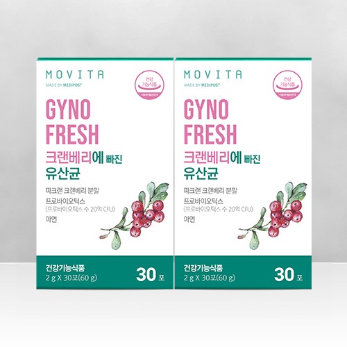 【1+1】モビタ Gynofresh クランベリー 亜鉛配合 尿路ケア 女性乳酸菌 30包
