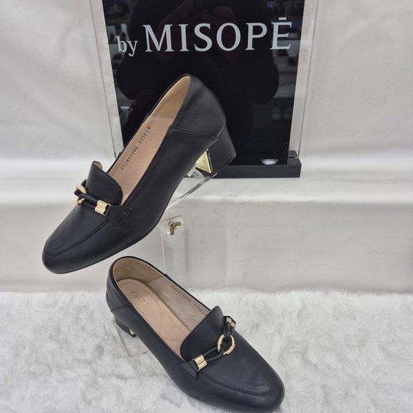 By 女性 ゴールド装飾 ローファー 112HT419DT006 BLACK 4 JJ