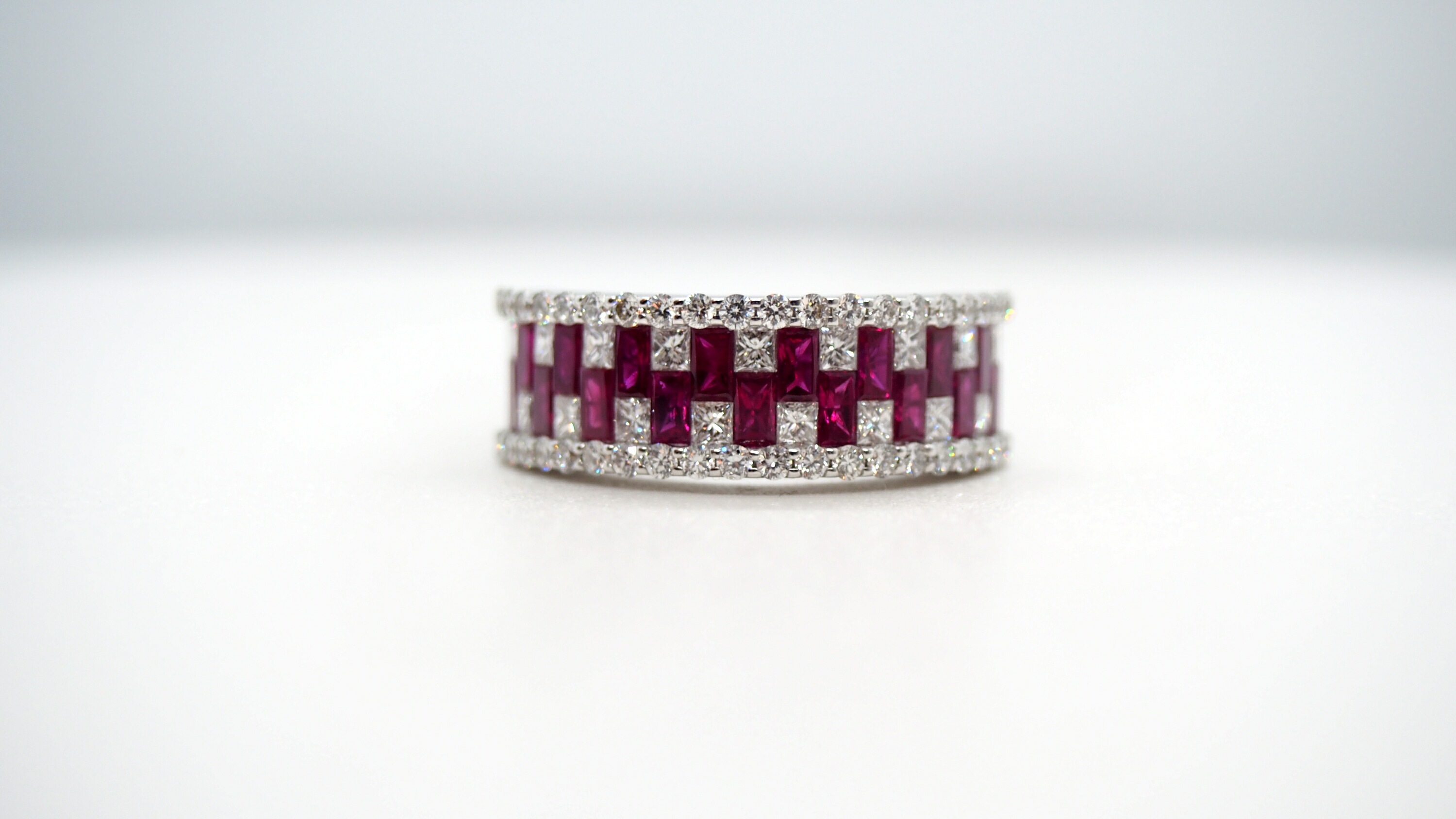 リング ルビー 1.15ct ダイヤモンド 1.10ct K18WG ホワイトゴールド