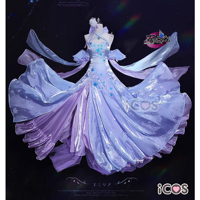 【大人気】icos　 Re：ゼロから始める異世界生活　コスプレ リゼロ　エミリア　クリスタルドレス　Crystal Dress　コスプレ衣装　ウィッグ　追加可能