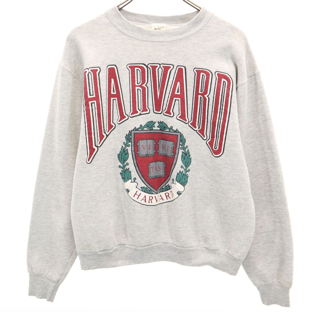 90s USA製 オールド カレッジ ハーバード 長袖 スウェット トレーナー L グレー 裏起毛 HARVARD メンズ