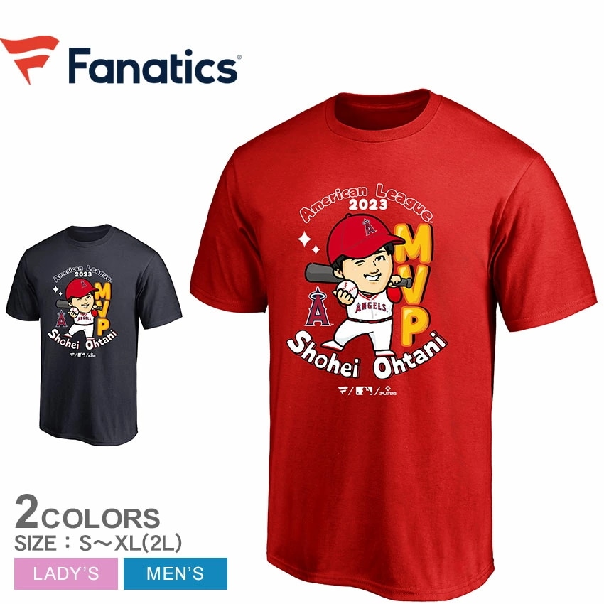 大谷翔平選手 AL MVP受賞記念 限定イラスト 半袖 Tシャツ レディース メンズ レッド 赤 ロサンゼルス エンゼルス 二刀流 2023 アメリカンリーグ ウェア 野球
