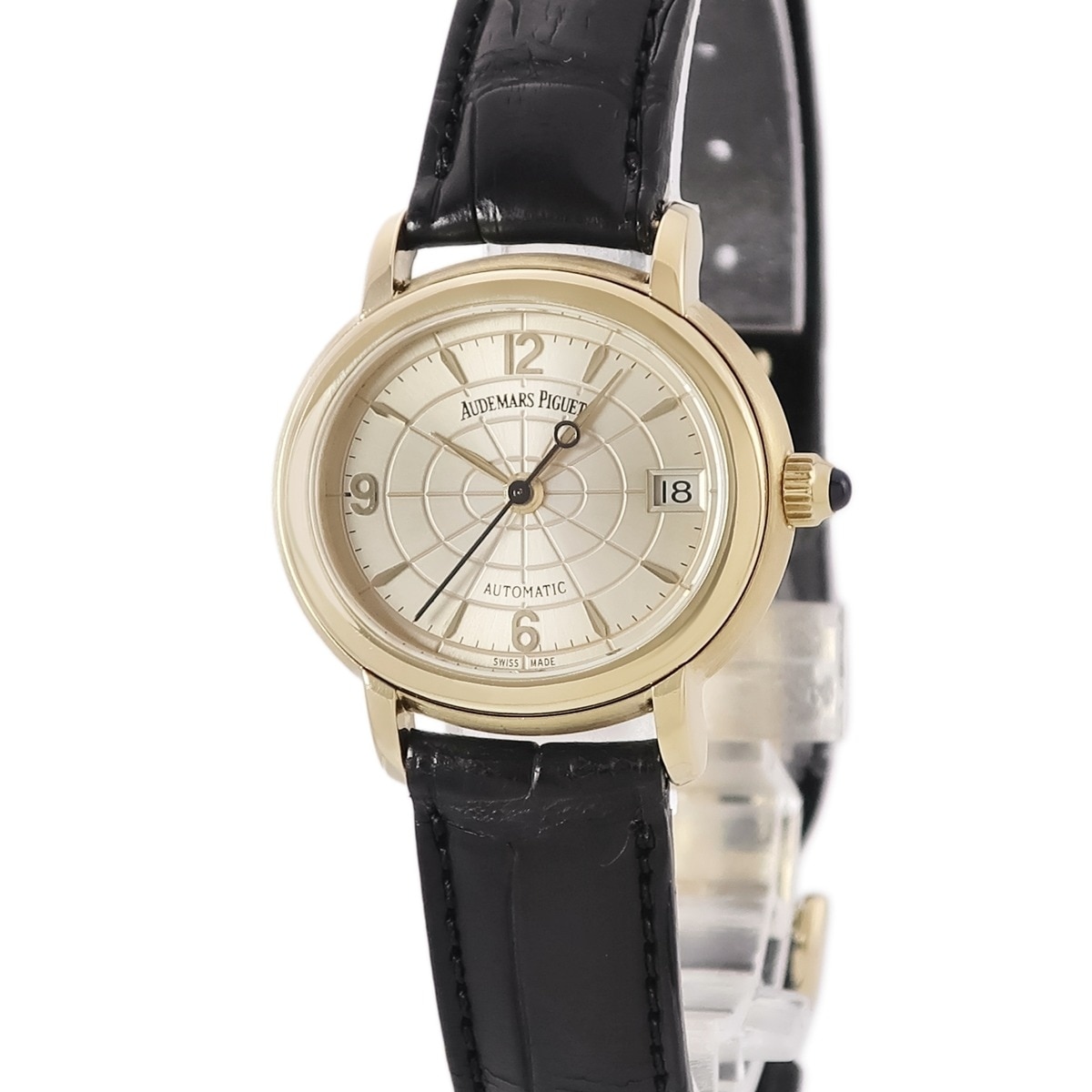 ミレネリー 77161BA.O.0001CR 自動巻き レディース OH済 K18YG無垢 楕円形 デイト アラビア バー 3年保証