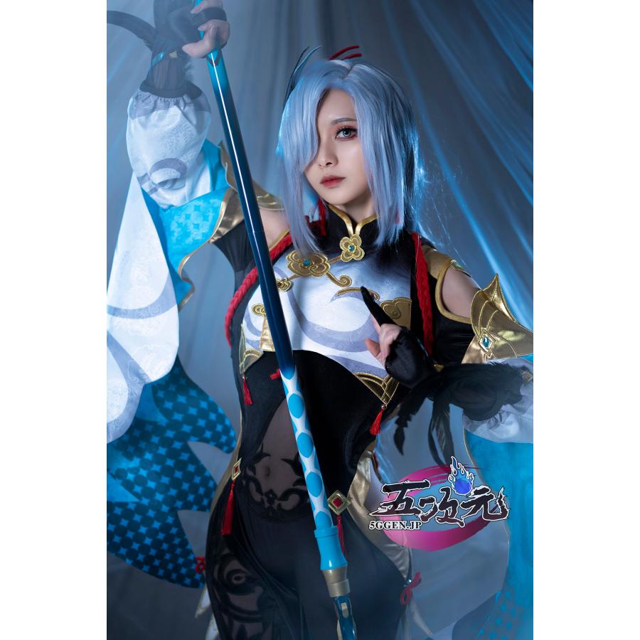 【品質良い 大好評中】江南猫次　原神　コスプレ　申鶴　しんかく　衣装　ウィッグ　靴　武器　追加可
