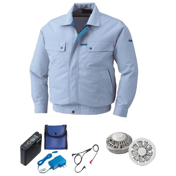 KU90450 空調服 綿/ポリ混紡 脇下マチ付 FAN2200G/LISUPER1 サックス M