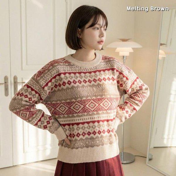 女性ノルディックジャカードニット MJ26