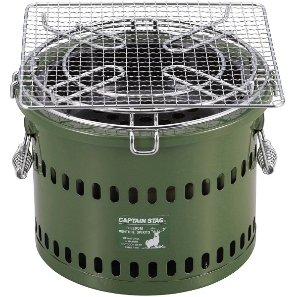 CAPTAINSTAG キャプテンスタッグ ポータブル 水冷七輪オリーブ アウトドア バーベキューコンロ UG0090