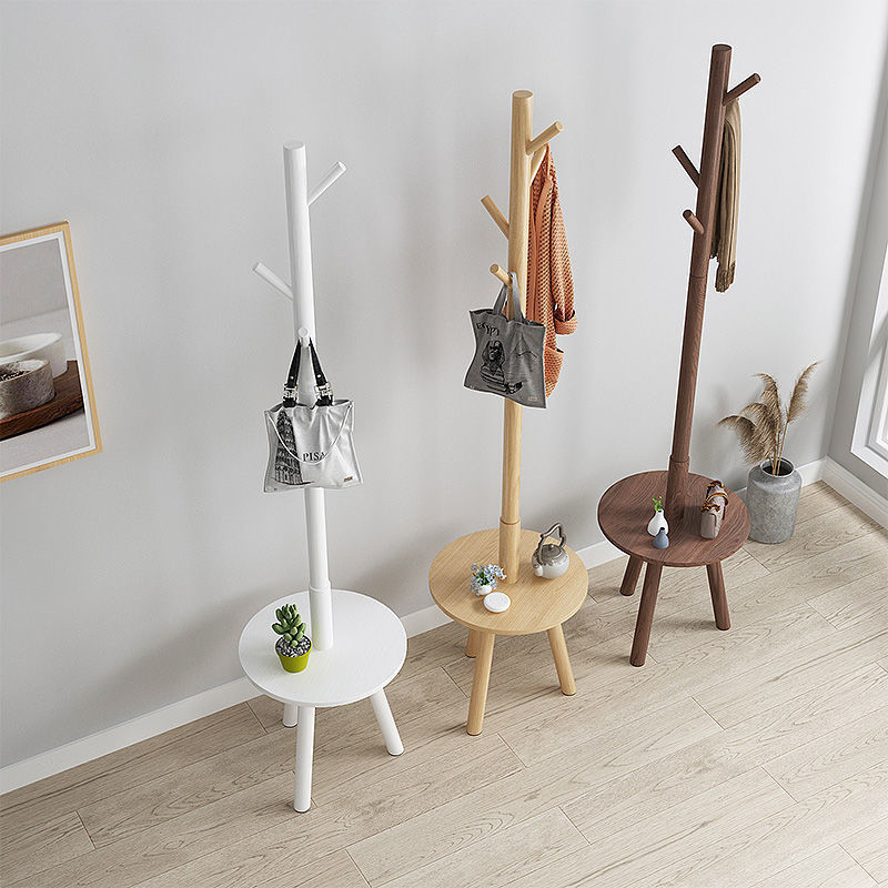 【お勧め商品】家庭用収納棚帽子棚実木着地寝室セット玄関掛けバッグ棚シングルポール簡易服棚大好評