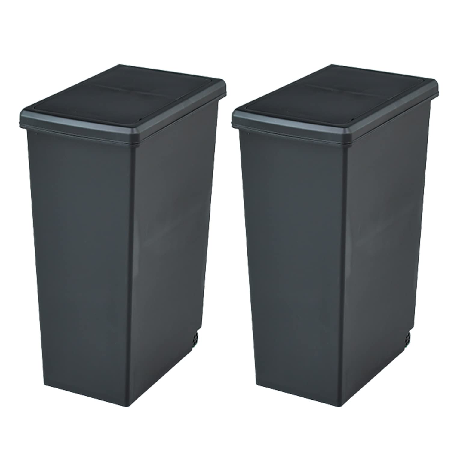 平和工業 2個組 ゴミ箱 45L ふた付き ホワイト/ブラック スライドペール 2個セット 45L 2P BK