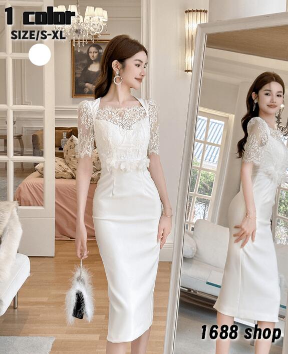 お一人様1点2025 タイトワンピース 姫系ワンピース　シンプル　ワンピース インポート ひざ丈 ミドル丈 エレガント　韓国ファッション シンプル Vネック パーティドレス 半袖　お嬢様 セクシー ミ