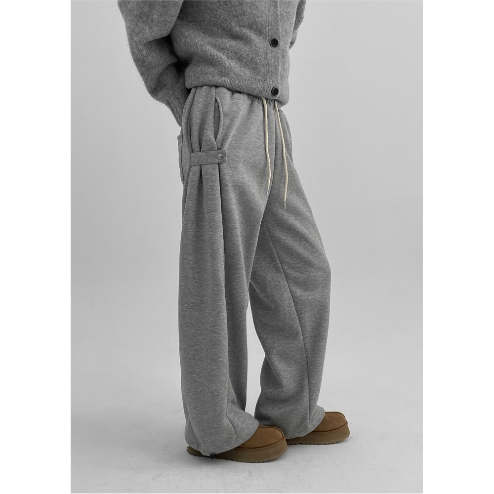 ブラックアップコーリー起毛スナップバンディングストリングパンツ