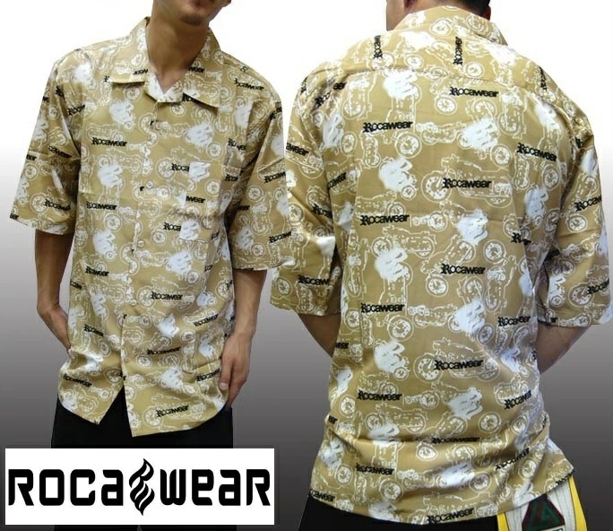 セール ロカウェア メンズ モーターサイクル シャツ カーキ バイク ボタンシャツ ROCAWEAR ストリート ブランド HIPHOP bboy B-Boy ウェアー B系 服 ダンス ヒップホ