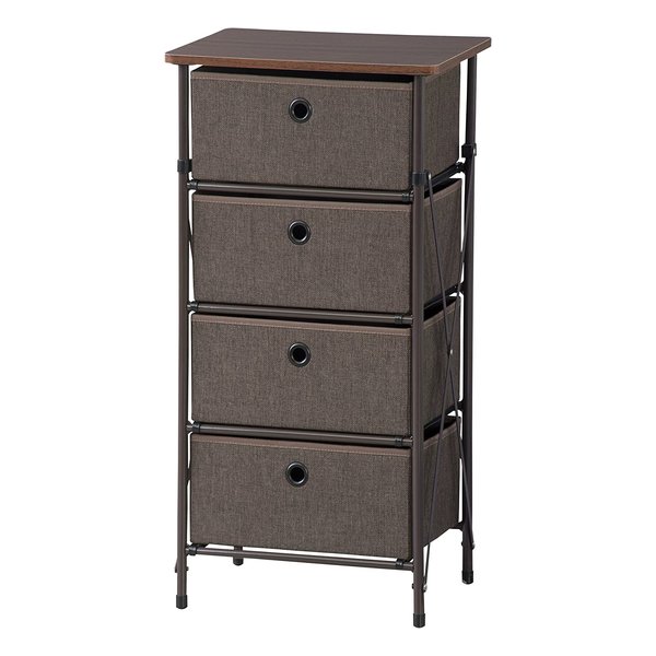 簡単組立チェスト4D ブラウン W40×D30×H76 LFS-702BR