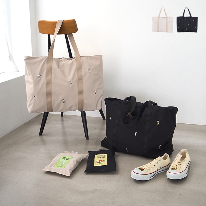 ソレイユ SOLEIL ウィークエンド トートバッグ PEANUTS スヌーピー トート バッグ かばん 鞄 旅行 旅行バッグ 出張 ジム エコバッグ キャラクター おしゃれ レディース 軽量 撥水