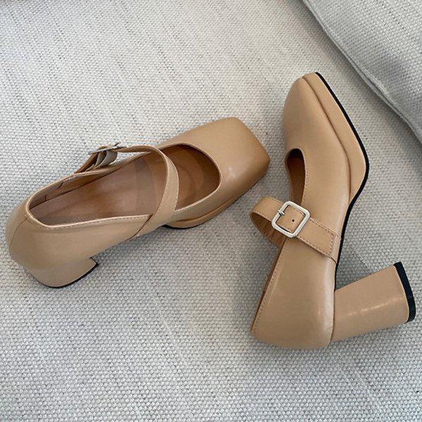 [シューズ] スクエア ガボシ メリージェーン 女性 レディース 靴 ヒール パンプス フォーマル 7cm/2color taz3002