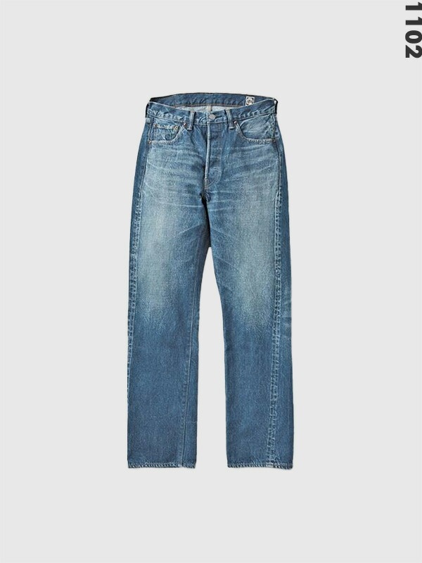 FULLCOUNT 1102 デニム ジーンズ 綿 100% 13.7oz 1101ベース 紙パッチ 加工 1102-Fade Straight Denim