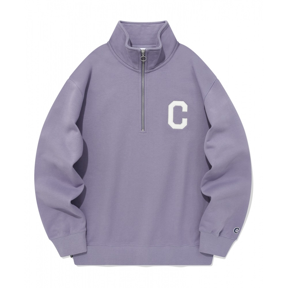 COVERNAT C ロゴハーフジップアップスウェットシャツラベンダー