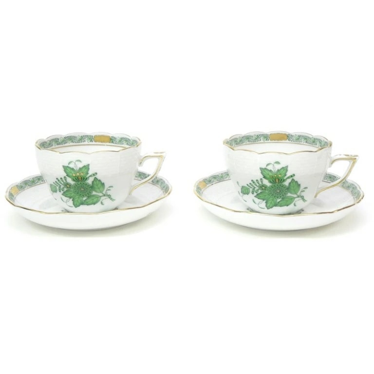 ヘレンド Herend アポニー・ヒストリック・グリーン 兼用カップ&ソーサー(67423)
