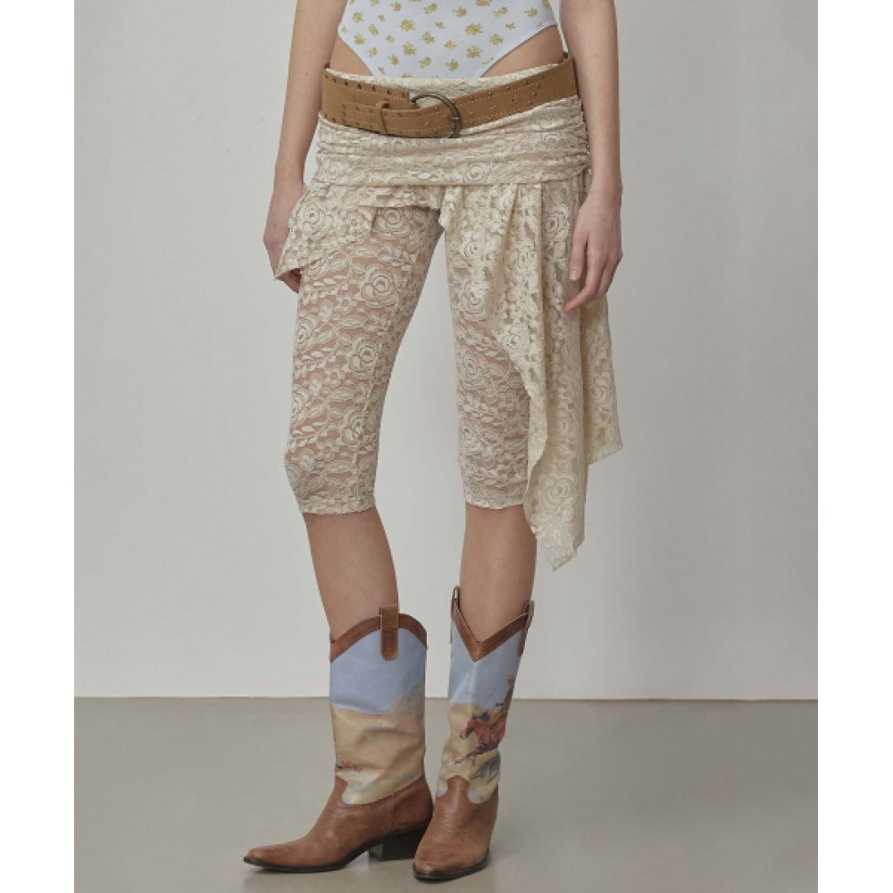 SCULPTOR アシンメトリーレーススカートレギンス Raw