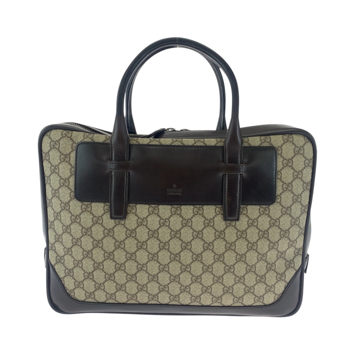 美品 ベージュ ブラウン シルバー金具 GGスプリームキャンバス 101666 ビジネスバッグ ハンドバッグ レディース 503108