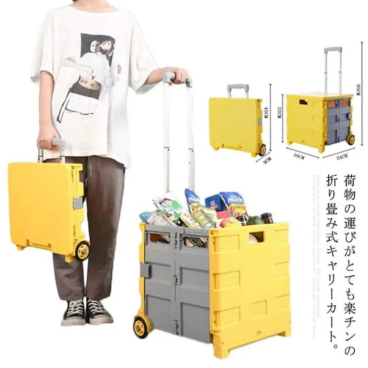 【急速出荷!】キャリーカート ショッピングカート 折りたたみ 耐荷重50KG ふた付き 荷物運び 荷車 買い物 収納ボックス コンテナキャリー キャンプ アウトドア 運動会 5,184円