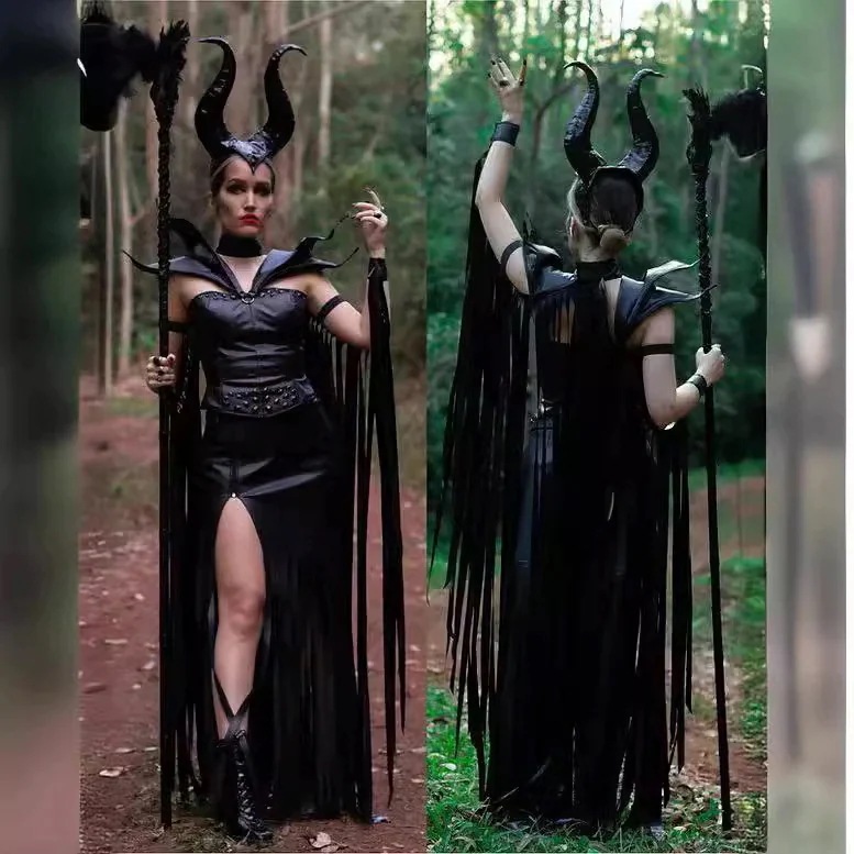 SNS韓国ハロウィンハロウィン新デーモンホーンマレフィセント魔女魔王悪パフォーマンスコスムパテントレザードレス30%までに制限