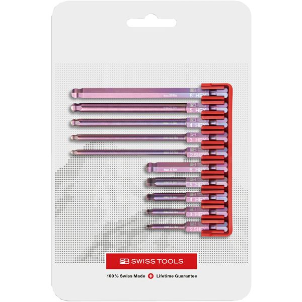 PB SWISS TOOLS ピービースイスツールズ 10本組 段付きボールポイントビットセット ビットホルダー付 パッケージ仕様 E6.714CN