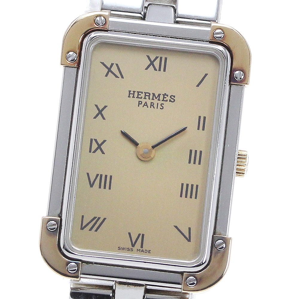 エルメス HERMES CR1.220 クロアジュール クォーツ レディース 内箱・保証書付き_863048【中古】