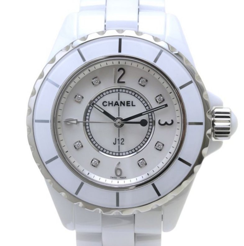 腕時計 レディース J12 33mm 8Pダイヤ シェル H2422【電池交換済】ホワイトセラミックxステンレススチール レディース /39846【中古】【腕時計】 199,650円