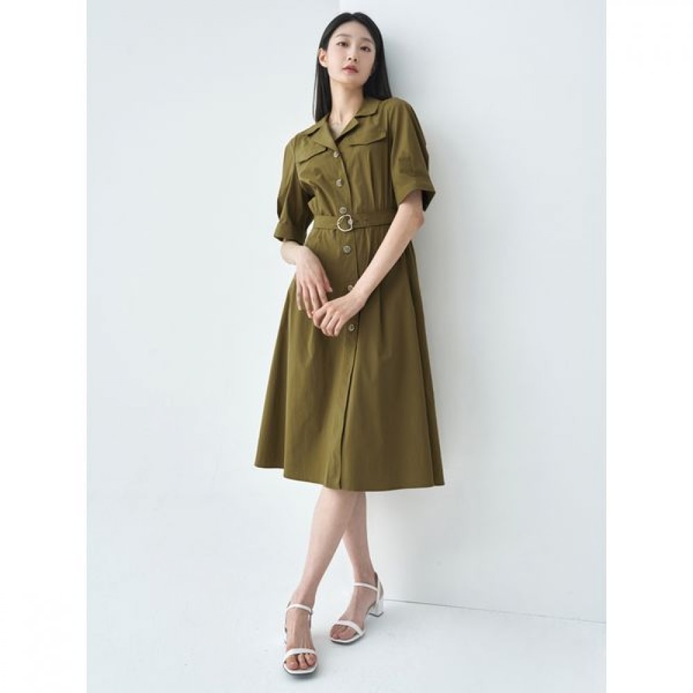 [ジセン] ベルト付きシャツタイプワンピース LFOPO491_OL