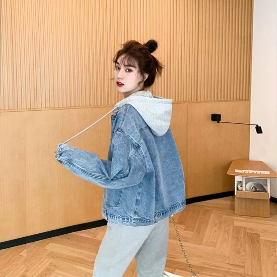 【取寄：納期2週間】デニムジャケット レディース 長袖 大きいサイズ ゆったりサイズ Gジャン フード付き 春