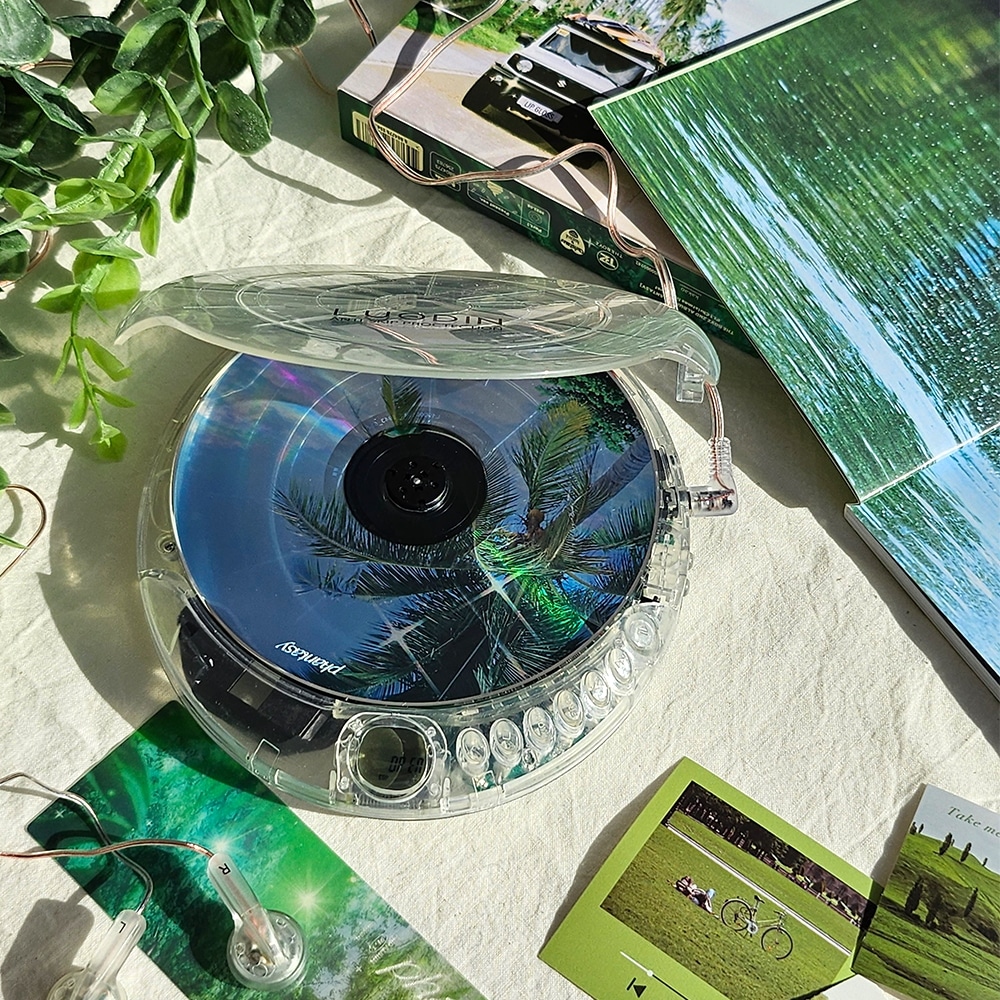 【LUODIN公式】Y2K透明ポータブルCDプレーヤー電池式