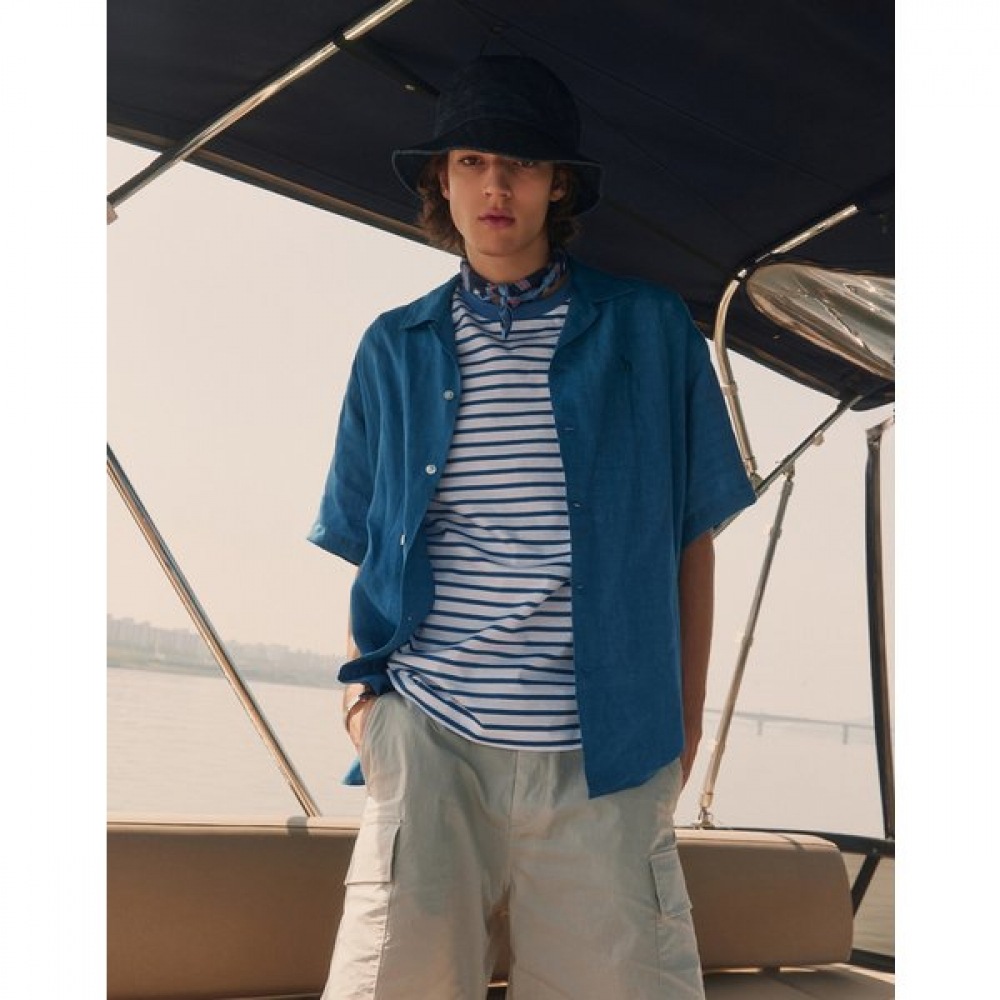 [24SS] ブルーリネンオープンカラーハーフスリーブシャツ HZSH4B506B2