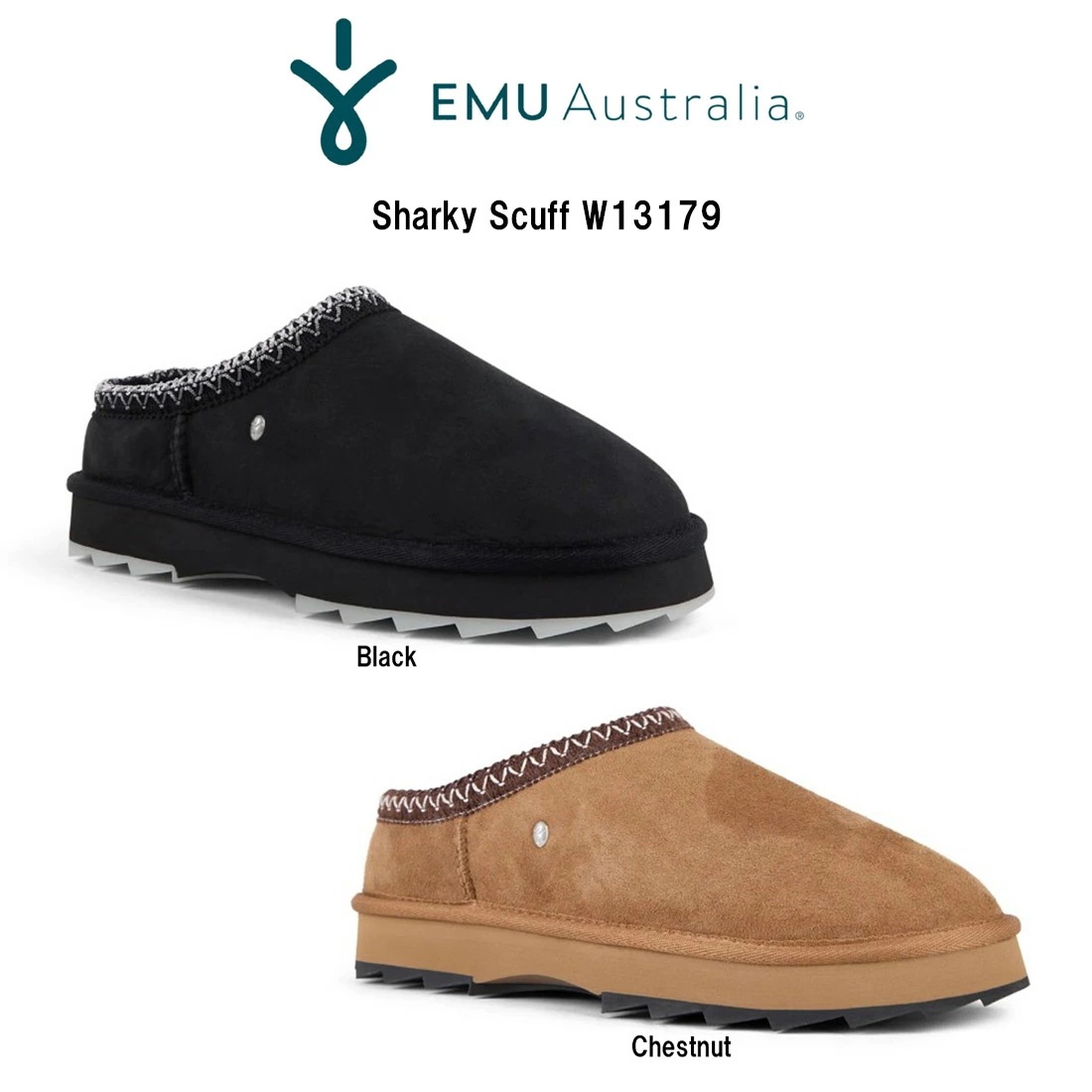 EMU ムートン スリッポン シープスキン サンダル ステッチ シャーキー スカッフ 厚底 レディース 靴 Sharky Scuff W13179
