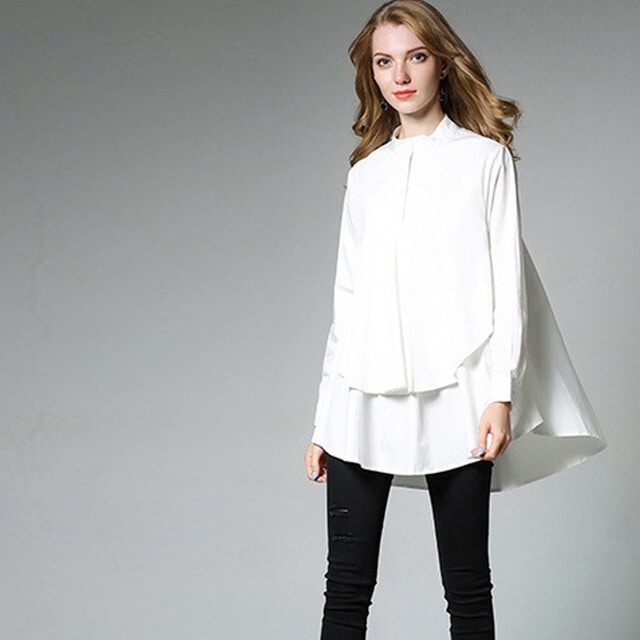 【送料無料】レディース オーバーサイズ長袖ブラウス プラスサイズシャツ トップス