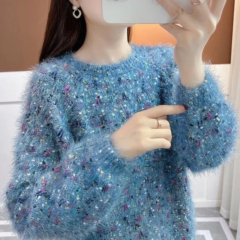 妖精の冬のセーターの女性 2025 ゆったりとした韓版スタイルの怠惰なスタイルのボトムニットウェア厚手