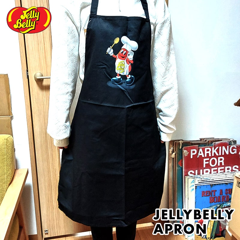 エプロン ジェリーベリー ブラック キャラクター かわいい アメリカン 雑貨 Mr.ジェリーベリービーンズ JellyBelly お菓子 可愛い おしゃれ キッチングッズ 黒 カフェ バー お店