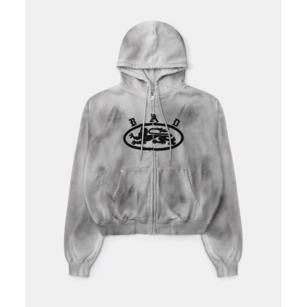 BADBLOOD Lion Patch Hoodie Zip-Up Washed White w-hde25-0 16,295円