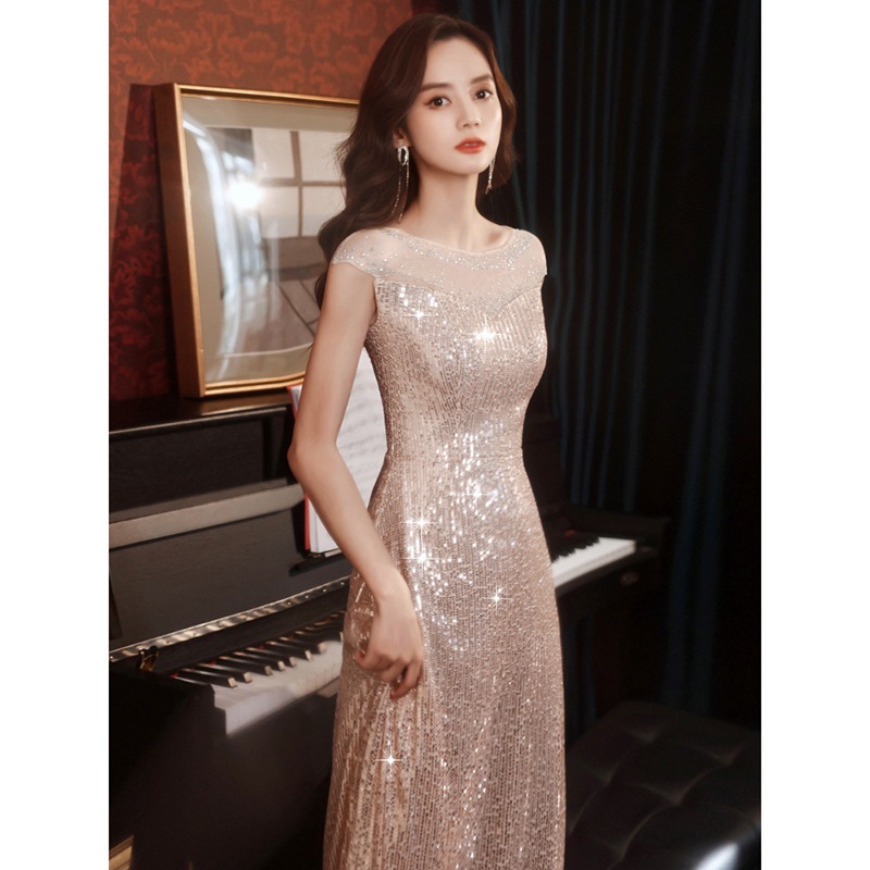 小さなイブニングドレス女性 2024 春の新宴会気質フレンチオートクチュール花嫁介添人ドレスホストドレスドレス