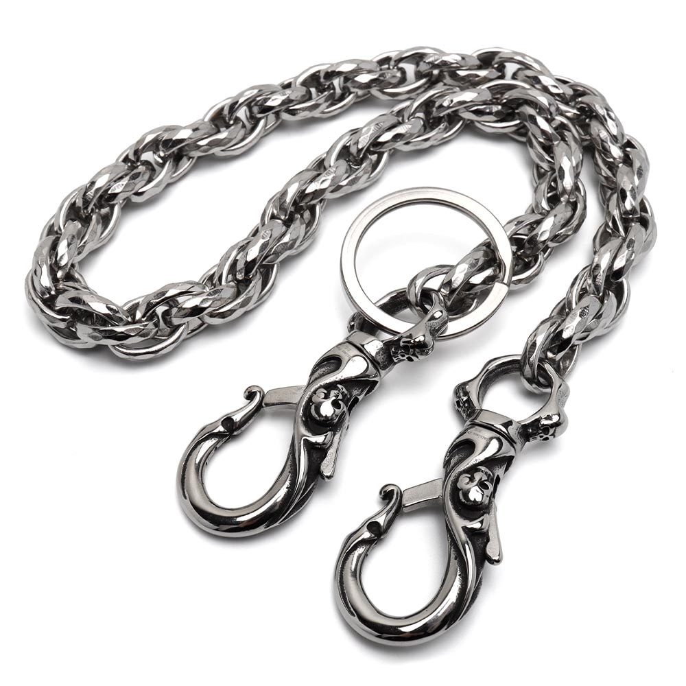 ステンレス ウォレットチェーン ツイストチェーン 2クリップ [wc080-n984]