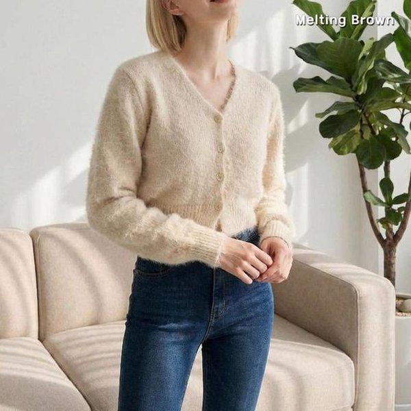 女性ニットクロップカーディガン K12