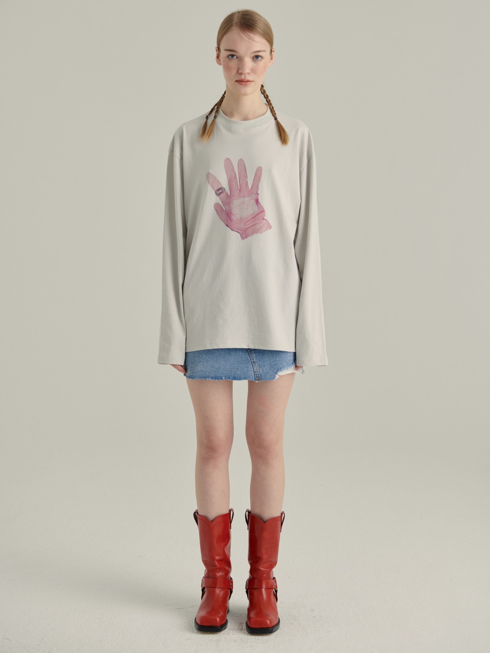 【MARGESHERWOOD】 GLOVE LONG SLEEVE : LIGHT GREY