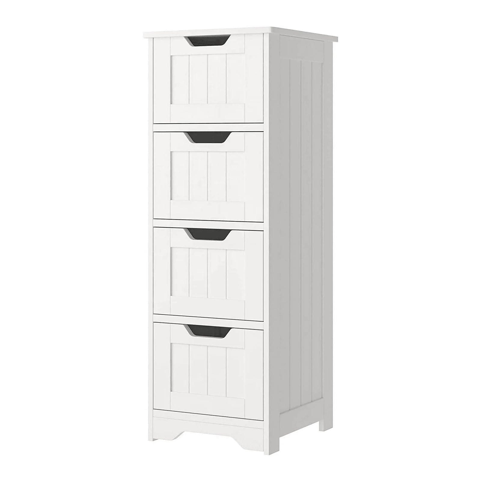 バスルーム収納キャビネット4段引き出し付き独立型スリムキャビネットリビング・寝室用玄関収納整理キャビネットホワイト