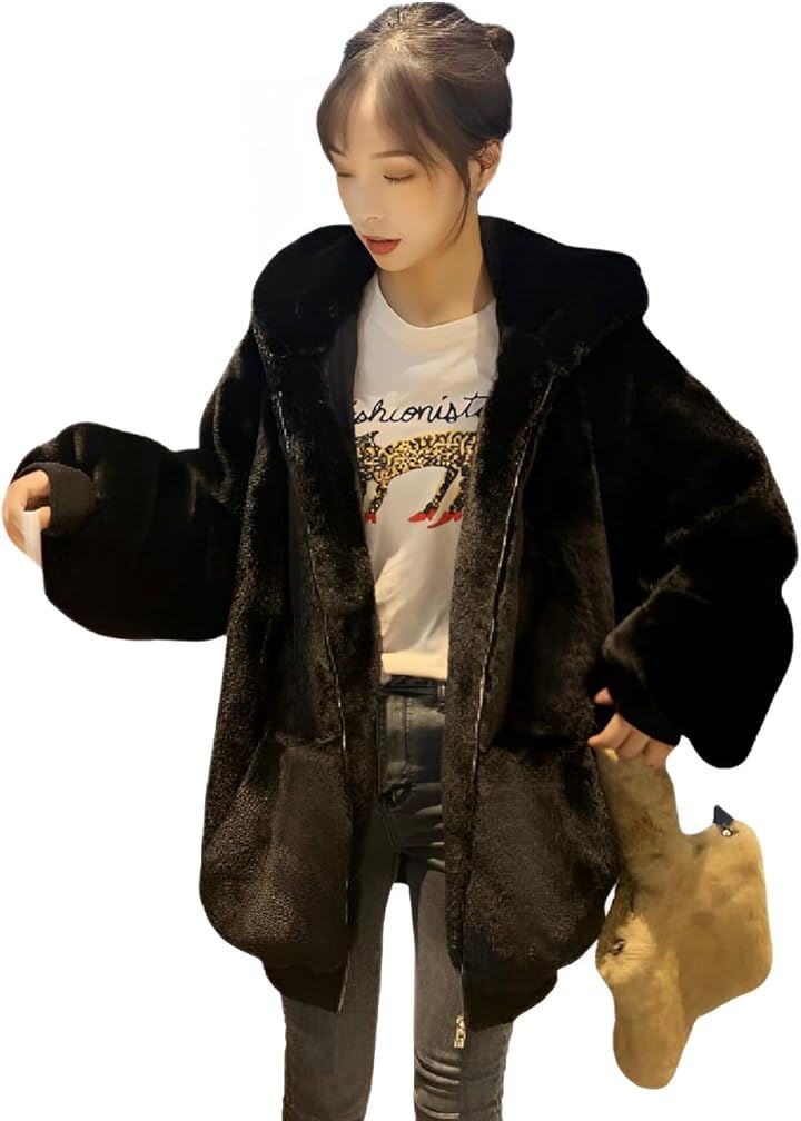 ボアジャケット ボアコート もこもこ パーカー アウター 部屋着 ボアブルゾン ビッグシルエット ルームウェア(ブラック, L)