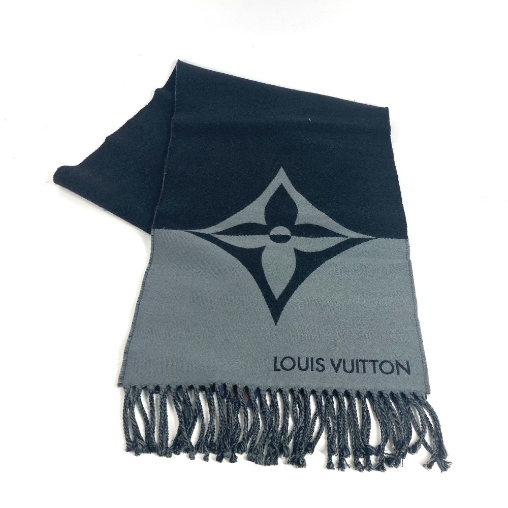 マフラー M79097 マフラー・グラフィック デュアル LVロゴ フリンジ バイカラー ウール/カシミヤ ノワール ブラック