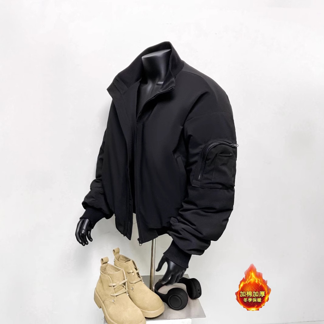 爆撃機ジャケット男子秋と冬のアメリカのシルエットショートコットンジャケットクリーンフィットスタンドリーディングコーチ野球スーツ