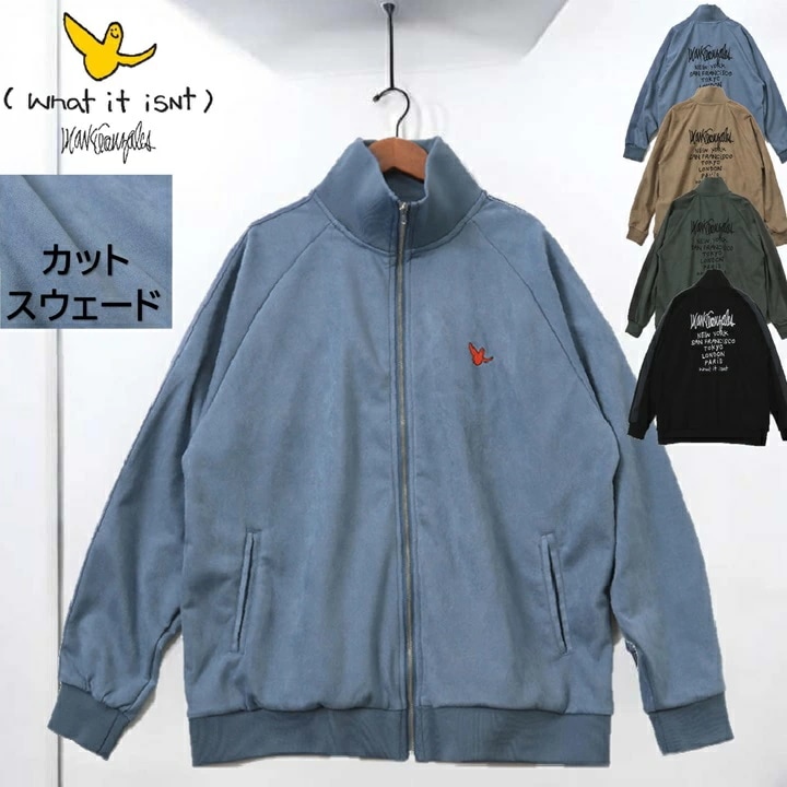 【(What it isNt) ART BY MARK GONZALES】 マークゴンザレス トラックジャケット カットスウェード 袖ライン 刺繍 スケーター ダンス ストリート リラックスフィット