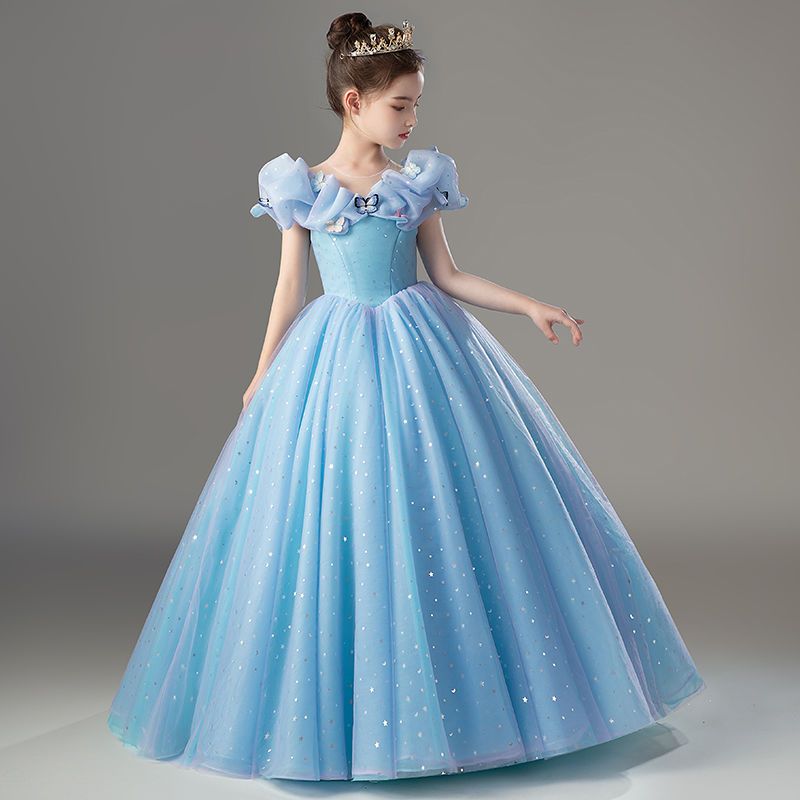 子供用イブニングドレス ガールズ プリンセスドレス 2023年 誕生日 チュチュ スカート ホスト ピアノ演奏 超妖精