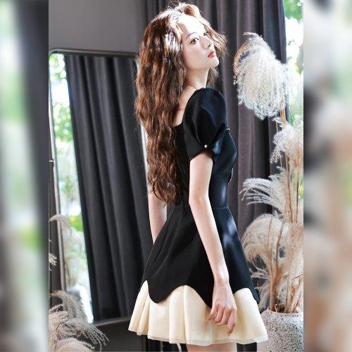 キャバドレス ナイトドレス パーティードレス パフスリーブ ワンピース スクエアネック ビジュー バルーンスカート レディース グラシア 7,681円