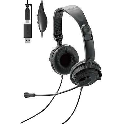 他サイト： エレコム　ELECOM　ヘッドセット ［USB-C＋USB-A /両耳 /ヘッドバンドタイプ］ ブラック　HS-HP10SCBKの商品画像